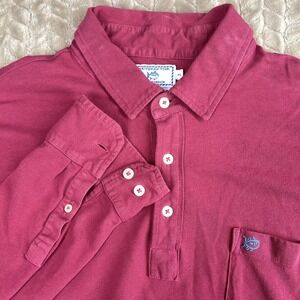 Southern Tide Mens  Polo XL Pink‎ Long Sleeve Beachside Skipjack